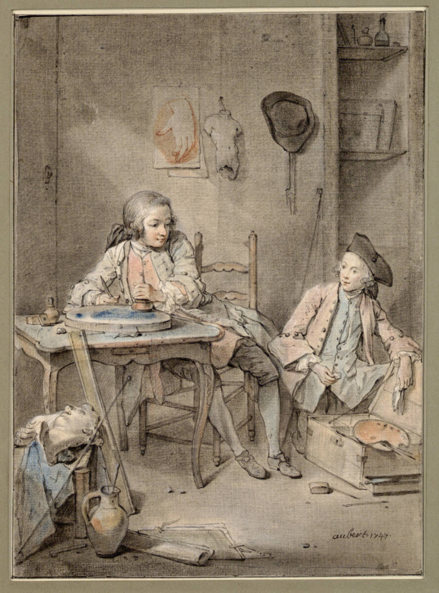 Zwei Malerbuben in der Werkstatt, LouisAubert, 1747