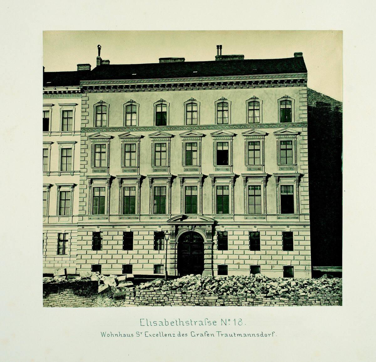 Anonym, Wohngebäude/Wiener Stadterweiterung: Wohnhaus Elisabethstraße 18 (ehem. Mayr. Palais), …