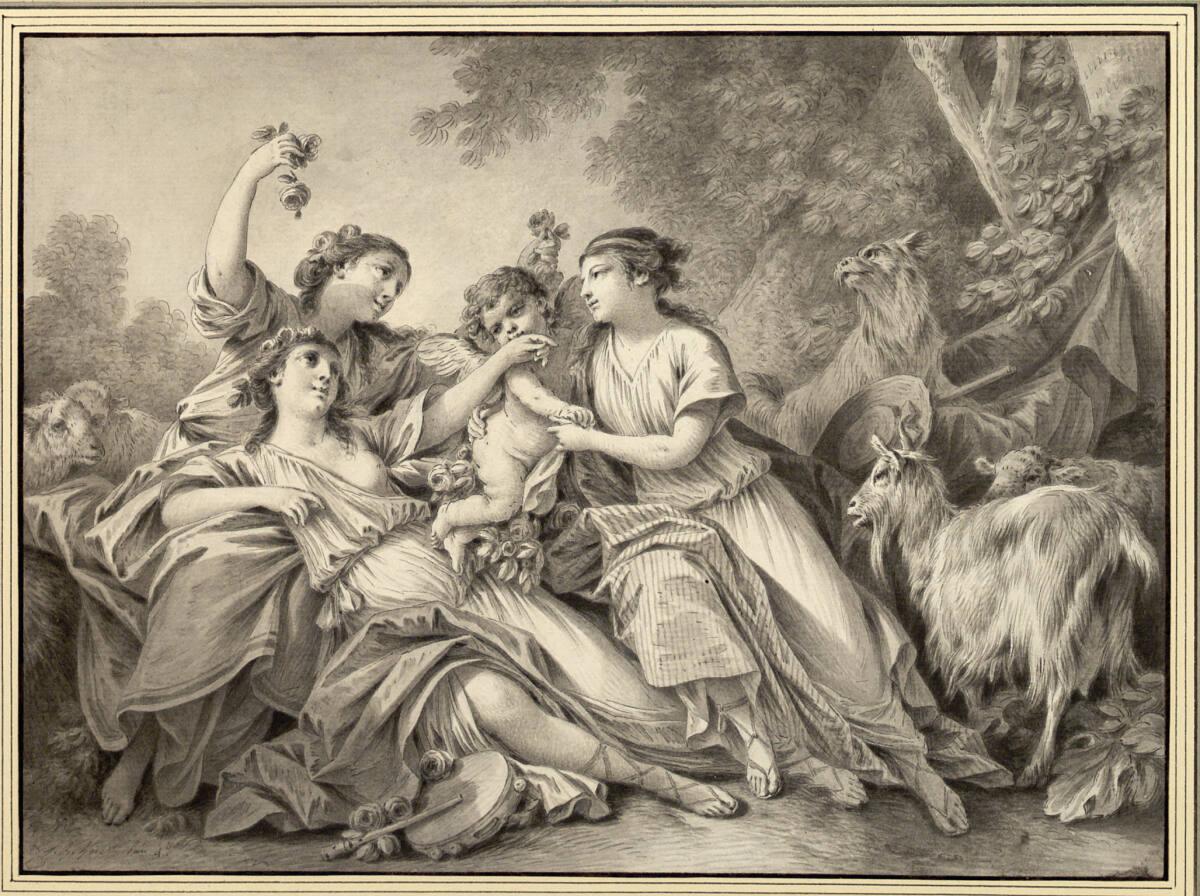 Jean-Baptiste Marie Huet, Amor von 3 Nymphen umschmeichelt, Inv. Nr.: 12325