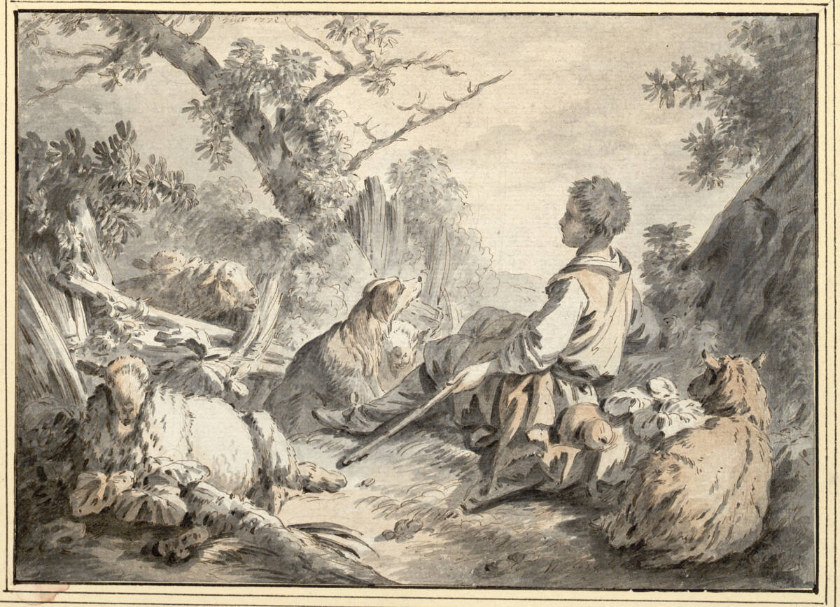 Schafhirte mit seiner Herde, Jean-Baptiste Huet, 1772