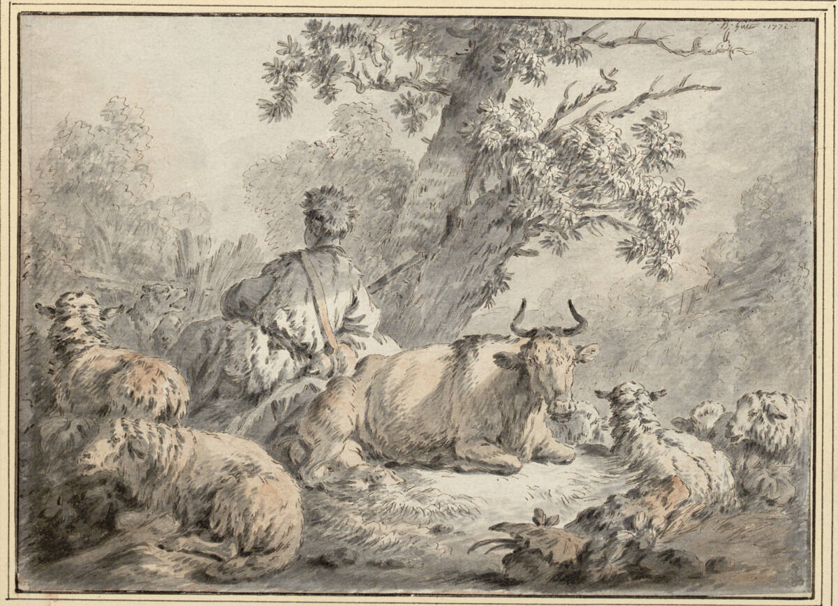 Hirt mit Herde, Jean-Baptiste Huet, 1772