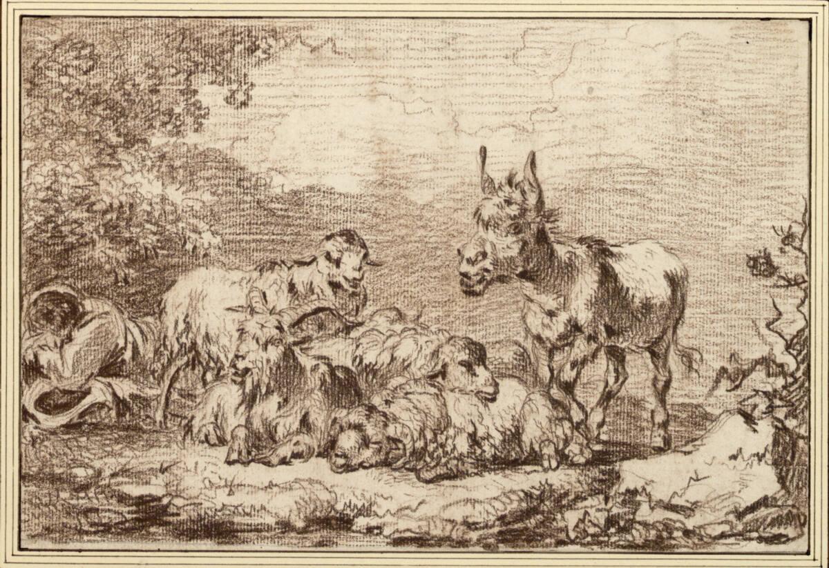 Philipp Jakob Loutherbourg (der Jüngere), Ruhende Schafherde mit Esel, Inv. Nr.: 12363