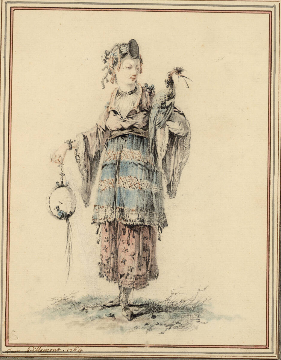 Chinesin mit Papagei, Jean-Baptiste Pillement, 1764