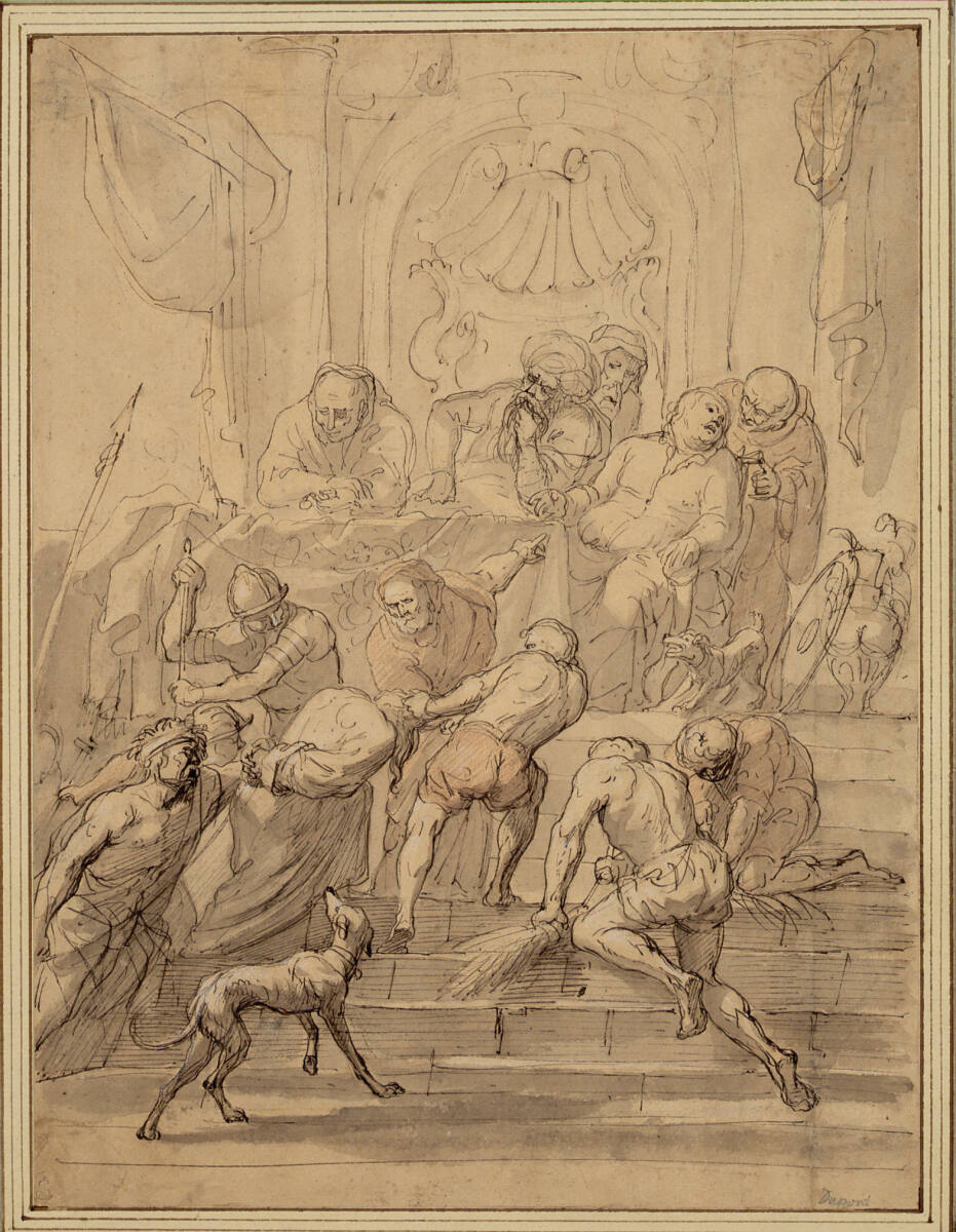 Jesus wird zu Kaiphas geschleppt, PierreAntoineDuPont