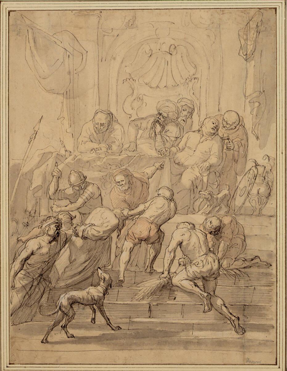 Pierre Antoine Du Pont, Jesus wird zu Kaiphas geschleppt, Inv. Nr.: 12420