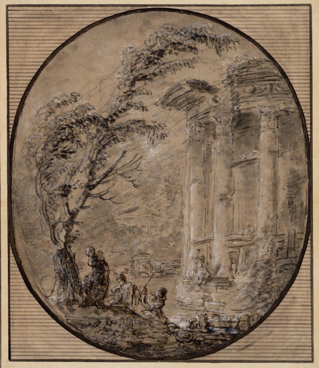 Hubert Robert, Landschaft mit Rundtempel, Inv. Nr.: 12423