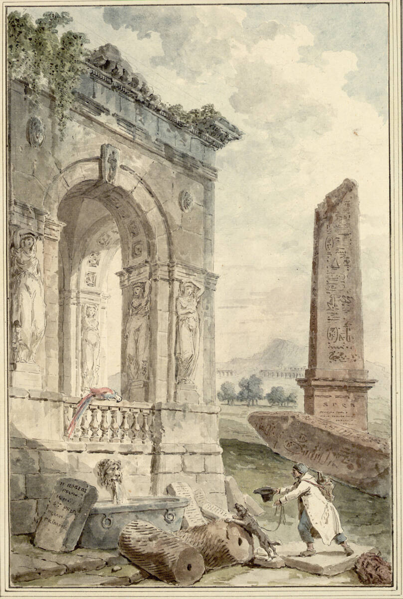 Ruinenlandschaft mit Obelisk, Hubert Robert, 1793