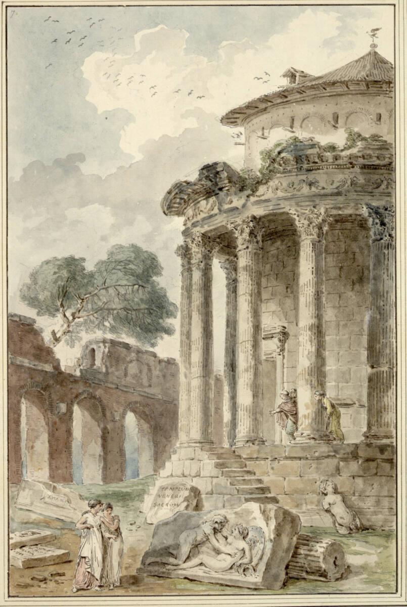 Hubert Robert, Cella eines Venustempels mit korinthischen Säulen, Inv. Nr.: 12437