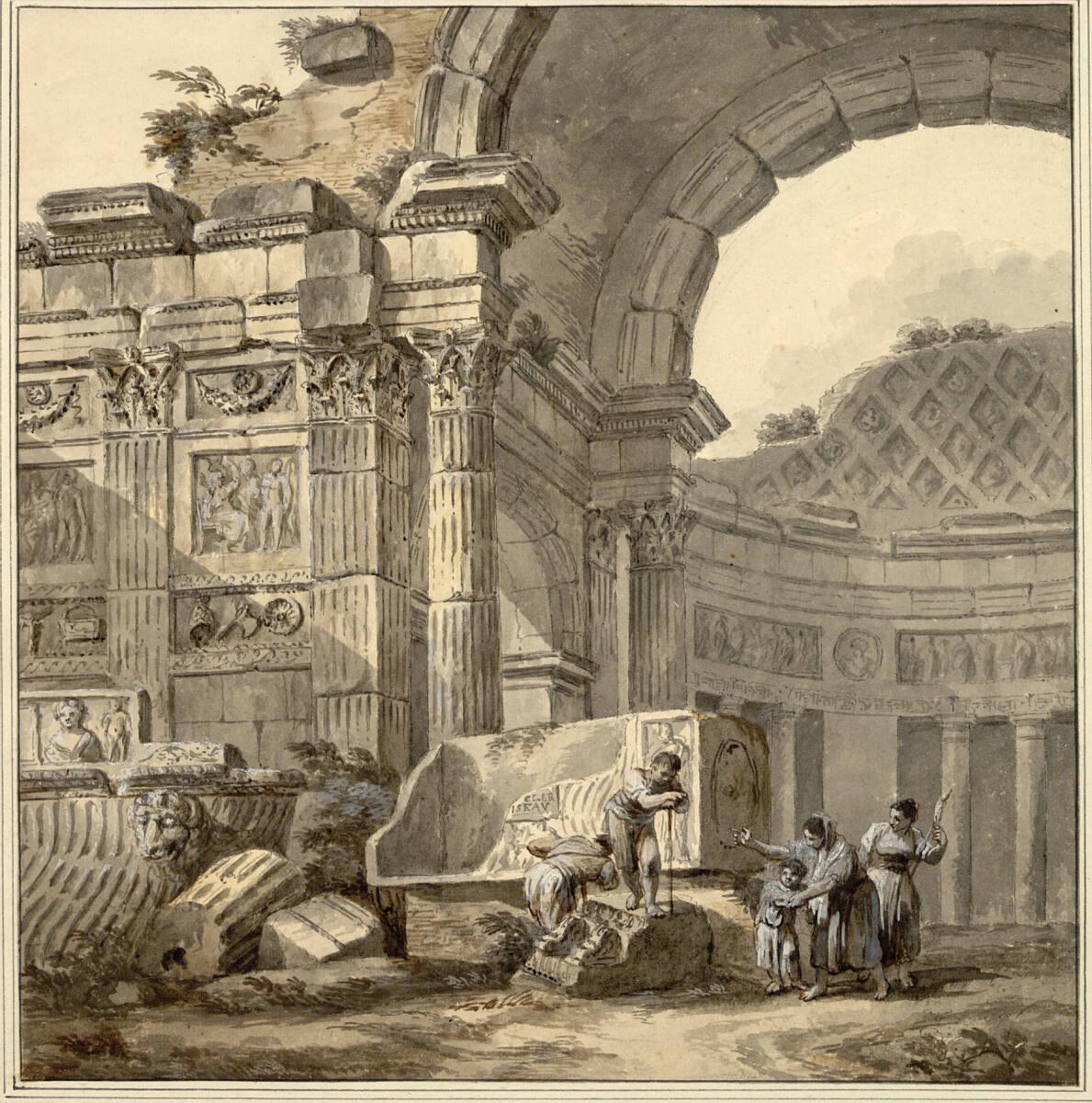Charles-Louis Clérisseau, Reste eines Tempels, Inv. Nr.: 12451