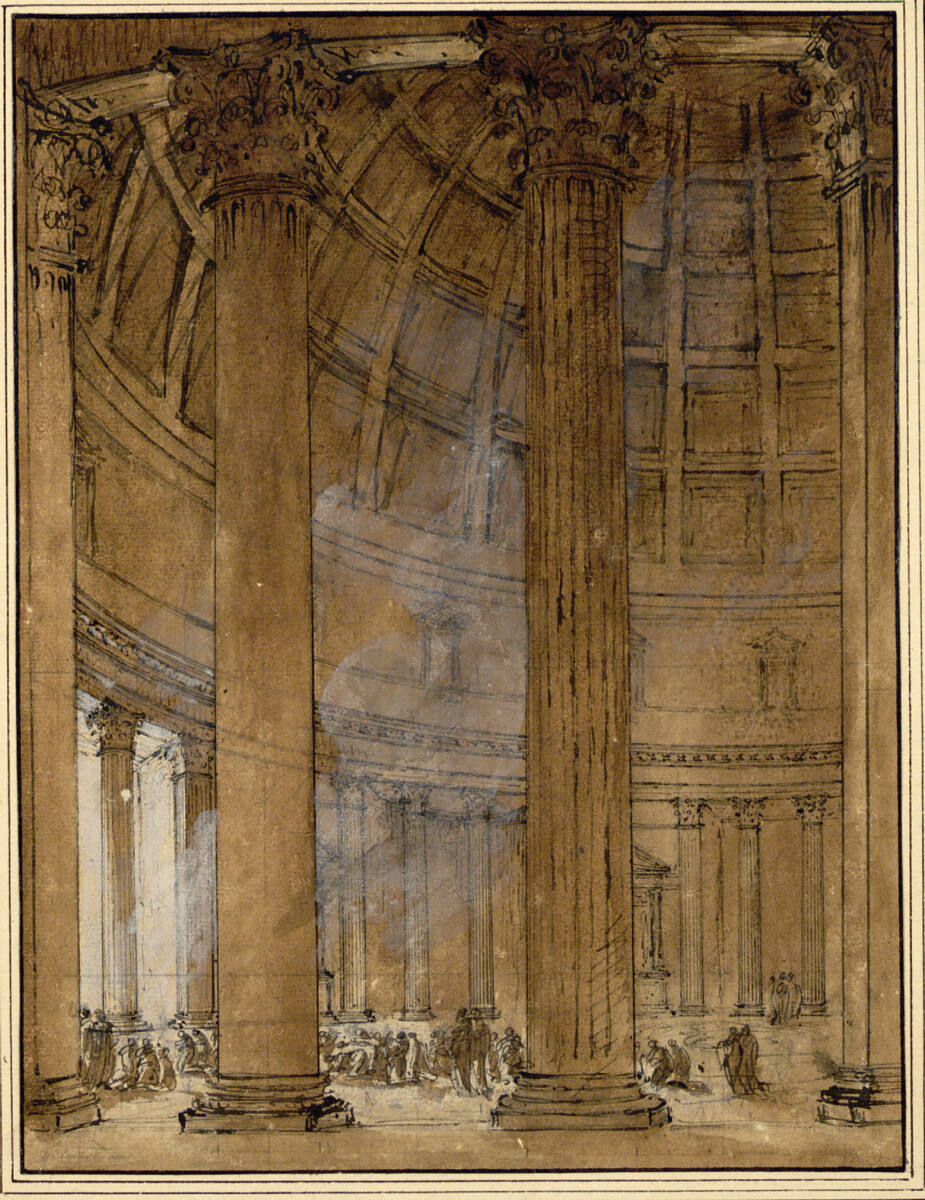 Blick in das Innere des Pantheons in Rom, Charles-Louis Clérisseau