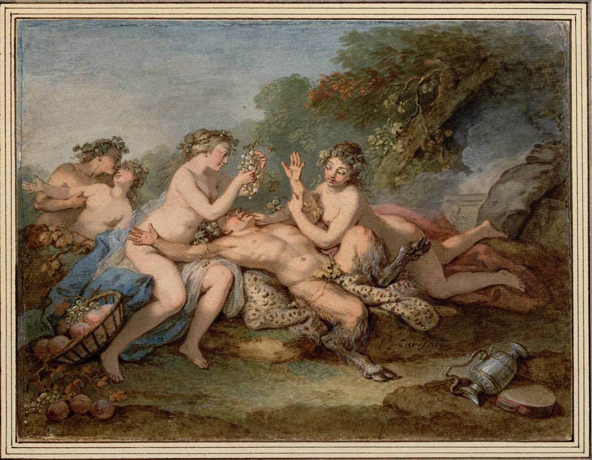 Bachantinnen beim ausgelassenen Spiel mit Satyrn, Jacques-PhilippeCaresme