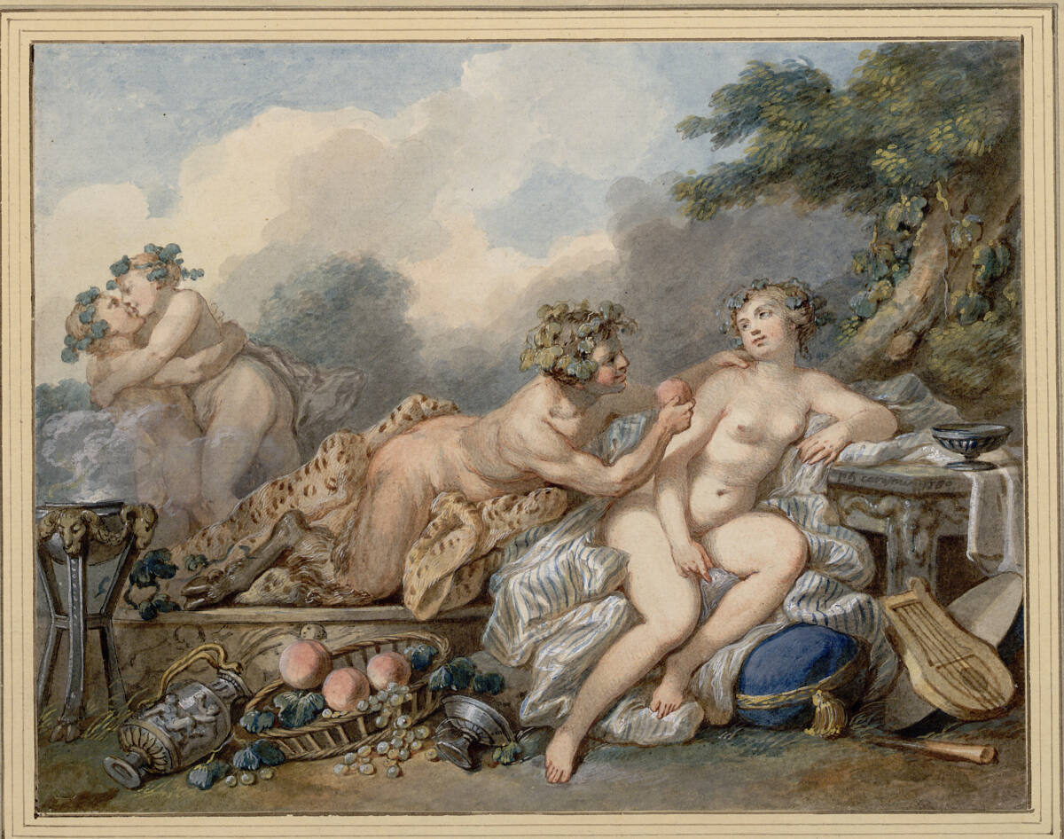 Bachantinnen beim ausgelassenen Spiel mit Satyrn, Jacques-PhilippeCaresme, 1780–1790