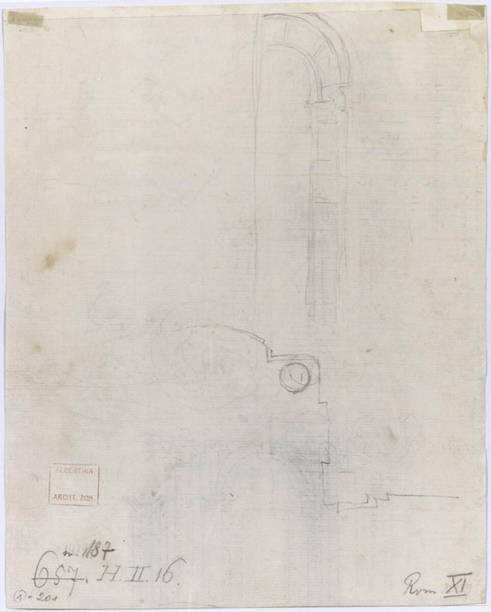 Rom, San Carlo alle Quattro Fontane, Fassade, Ädikula, Inv. Nr.: AZRom187v