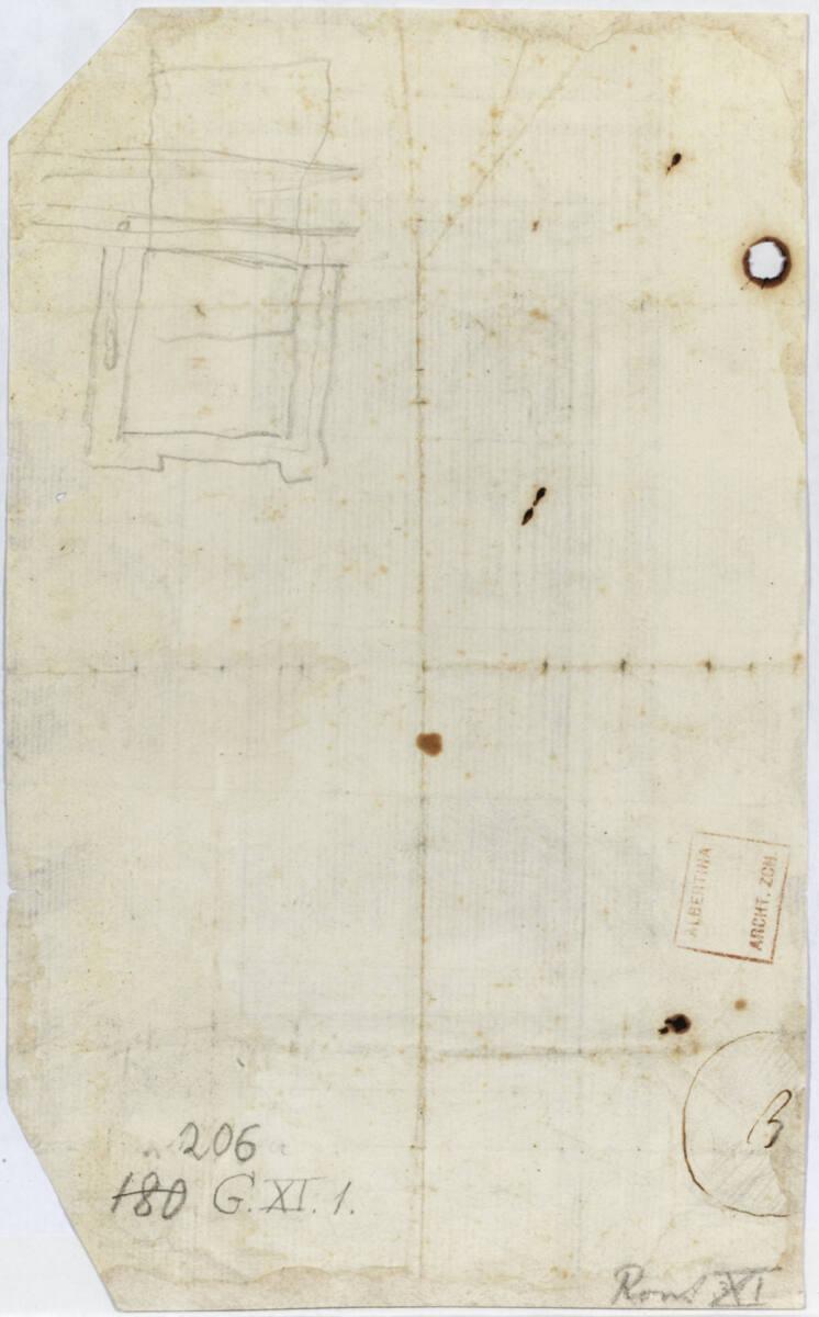 Rom, San Carlo alle Quattro Fontane, Fensterentwurf (?), Inv. Nr.: AZRom206v