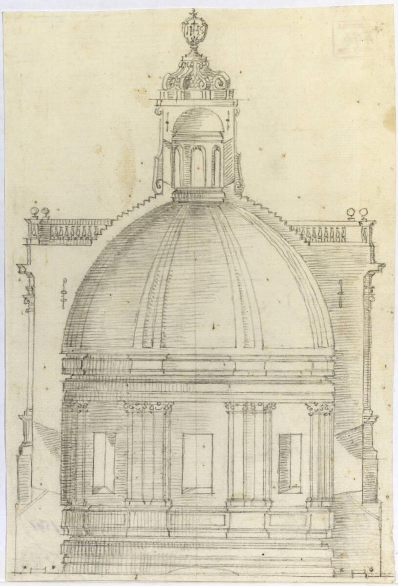 Rom, Sant’ Ignazio, Entwurf zur Vierungskuppel, Schnitt, Inv. Nr.: AZRom494
