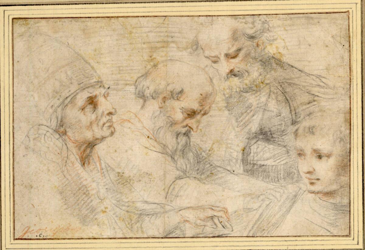 Giuseppe Cesari gen. Cavaliere d' Arpino, Vier männliche Bildstudien. (Von links Papst Gregor d…
