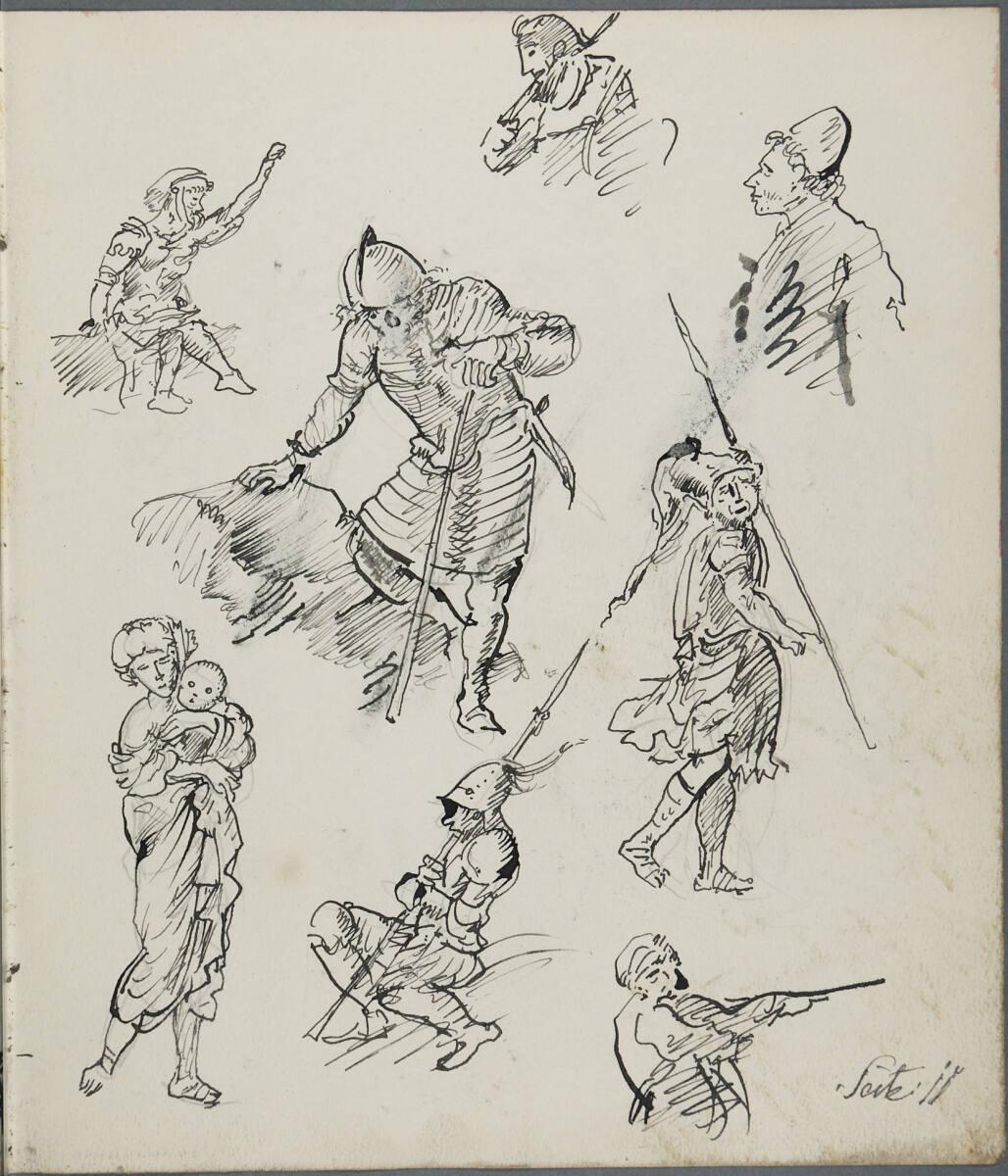 Oskar Laske, Verschiedene Figurenstudien, Inv. Nr.: 35007/6/11