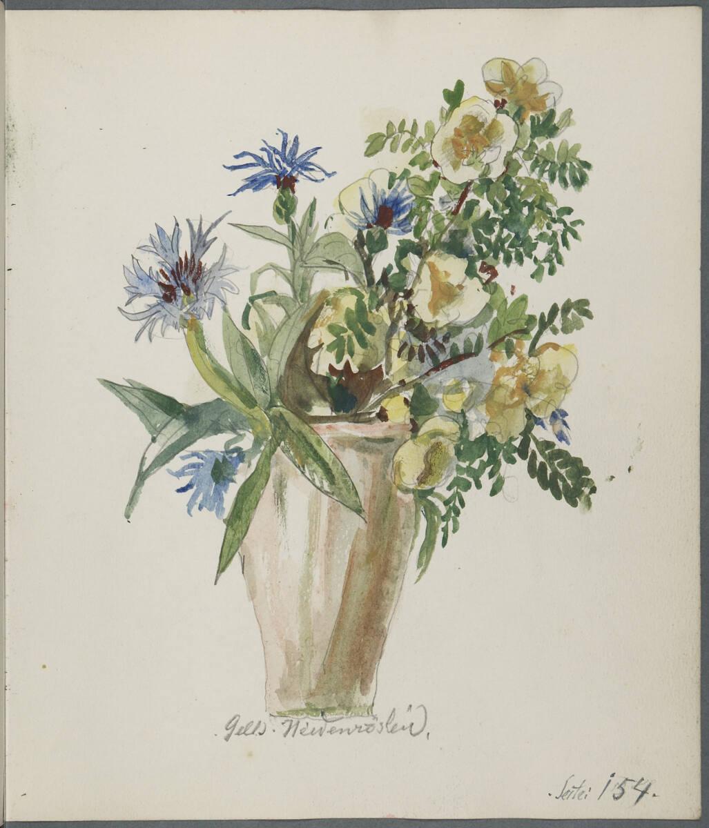 Oskar Laske, Vase mit gelben Weidenröschen und Kornblumen, Inv. Nr.: 35007/6/154
