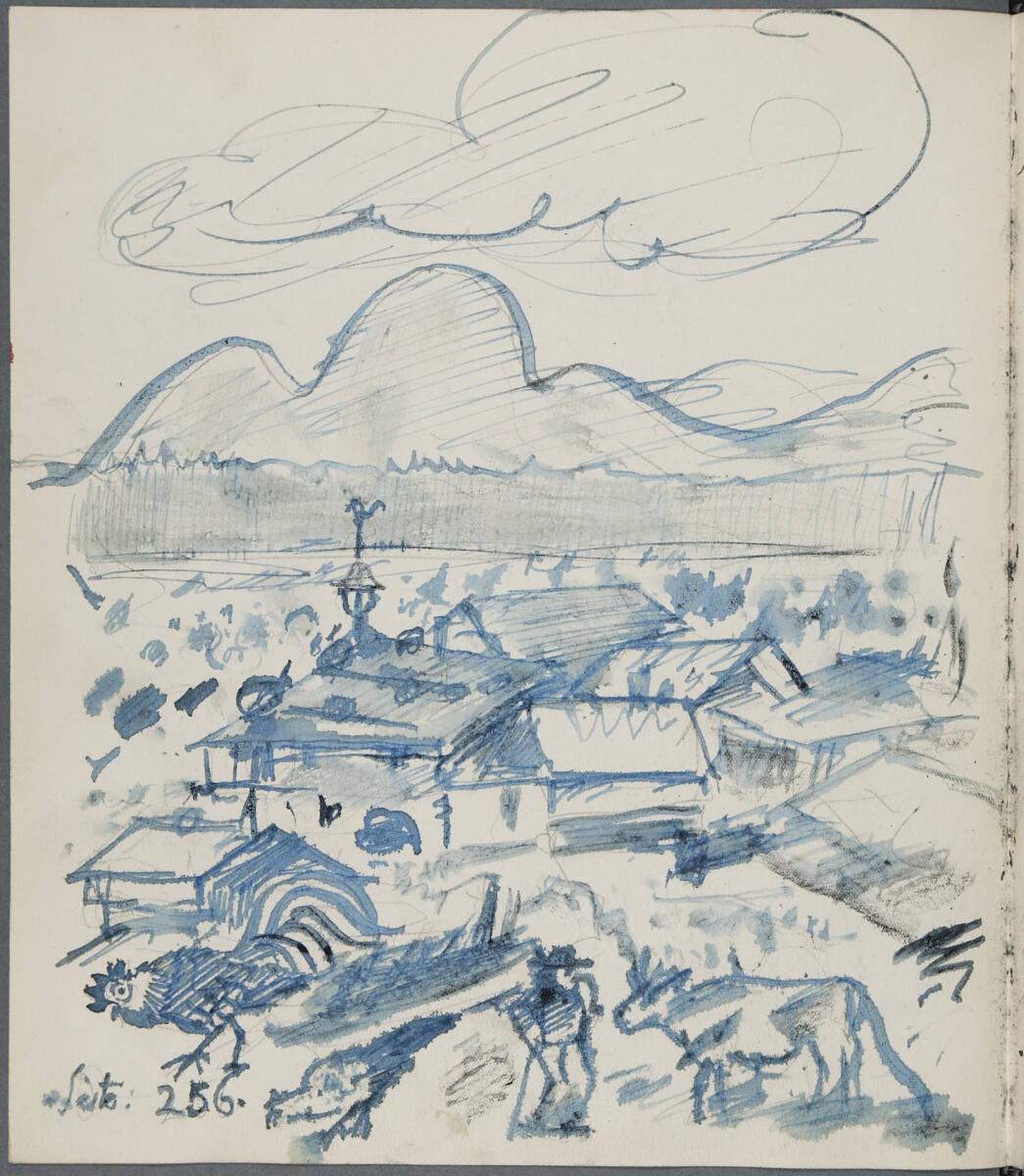 Oskar Laske, Illustration einer ruralen Szene, Inv. Nr.: 35007/6/256