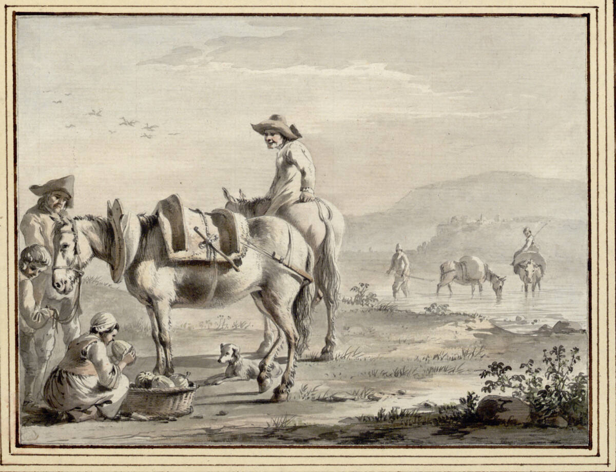Landleute mit Pferden und einem Korb mit Melonen, Jean-Jacques de Boissieu