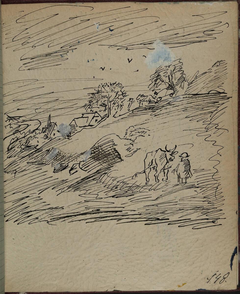 Oskar Laske, Illustration einer ruralen Szene, Inv. Nr.: 35007/14/148