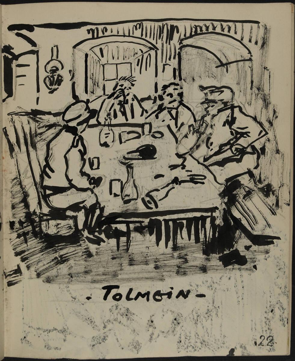 Oskar Laske, "TOLMEIN", Illustration einer Gasthausszene, Inv. Nr.: 35007/14/22
