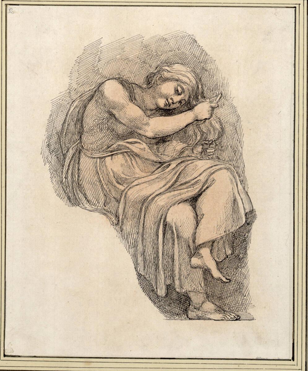 Giuseppe Cades, Studie einer sich kämmenden, sitzenden Frau, Inv. Nr.: 12634