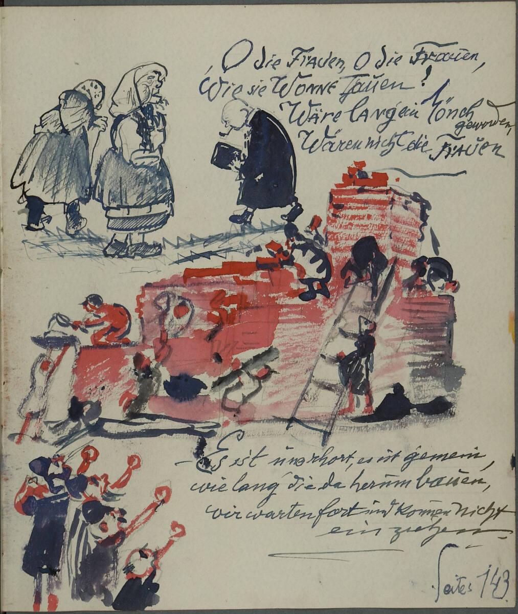 Oskar Laske, "O die Frauen...; Es ist unerhört, es ist gemein, wie lang die da herumbauen...", …