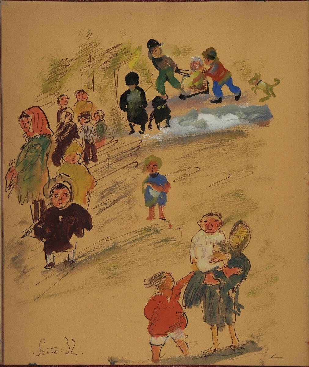 Oskar Laske, Kinder beim Spielen im Freien, im Winter, Inv. Nr.: 35007/9/32