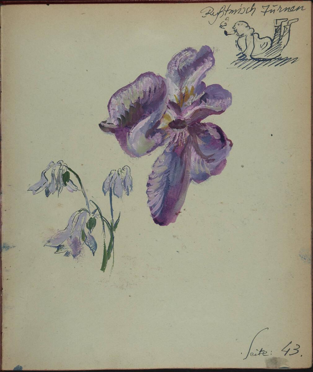 Oskar Laske, "Rhythmisch turnen" von Oskar Laske und Blumenstudie, Inv. Nr.: 35007/9/43