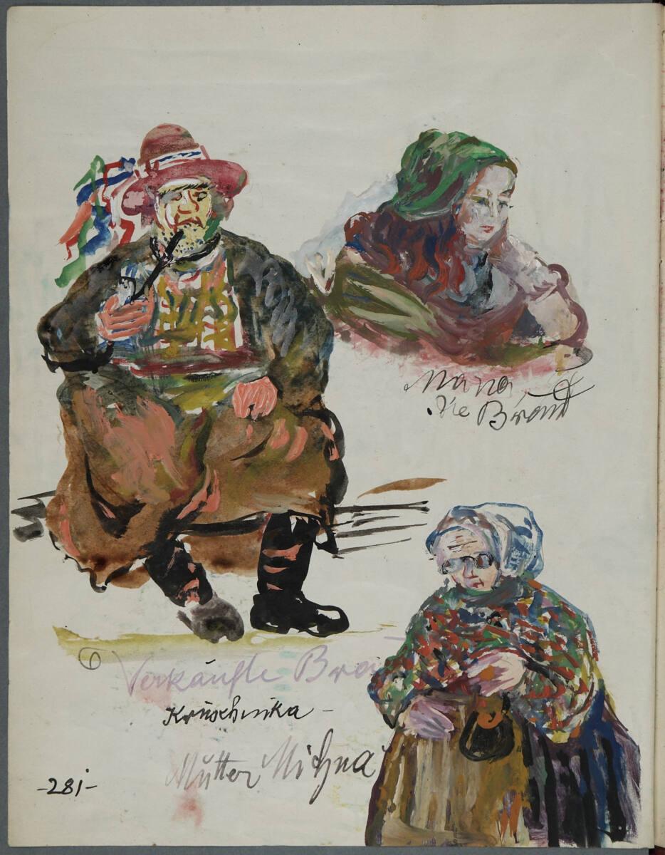 Oskar Laske, Illustration einiger mitwirkender SchauspielerInnen (ad 35007/5/280), Inv. Nr.: 35…