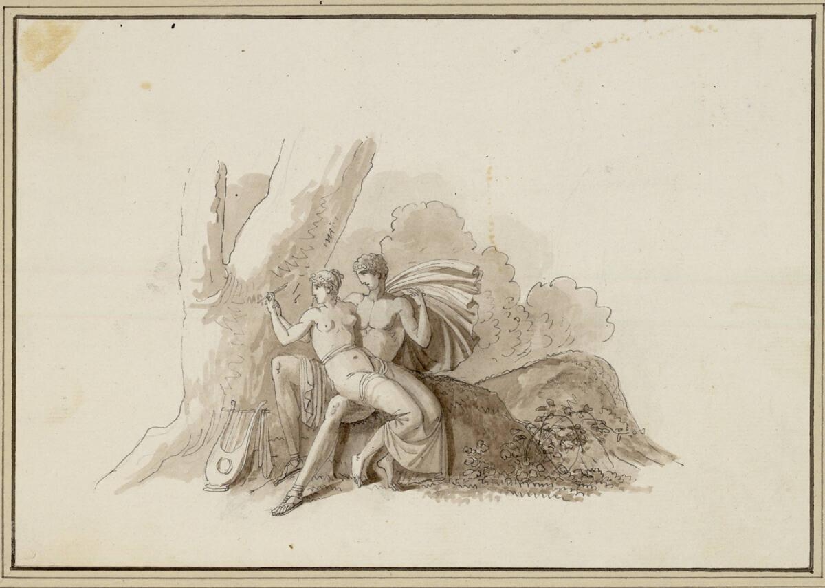 Drouet, Liebespaar (eine von 16 Kopien nach Wandmalereien in Herculaneum), Inv. Nr.: 12691
