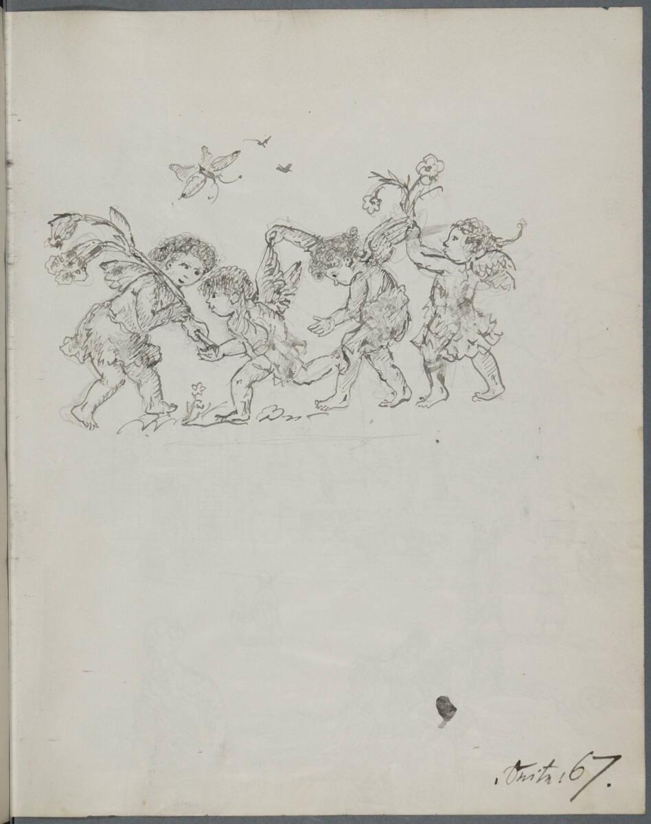 Oskar Laske, Puttenähnliche spielende Wesen in der Natur, Inv. Nr.: 35007/5/67