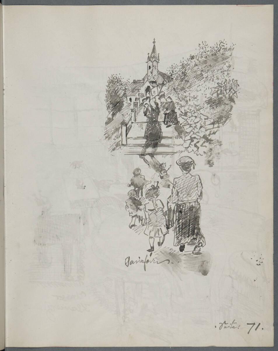 Oskar Laske, Illustration eines Familienausfluges, Inv. Nr.: 35007/5/71