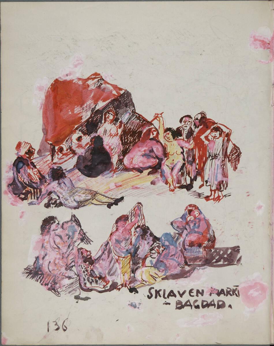 Oskar Laske, Illustration eines Sklavenmarktes in Bagdad, Inv. Nr.: 35007/5/136