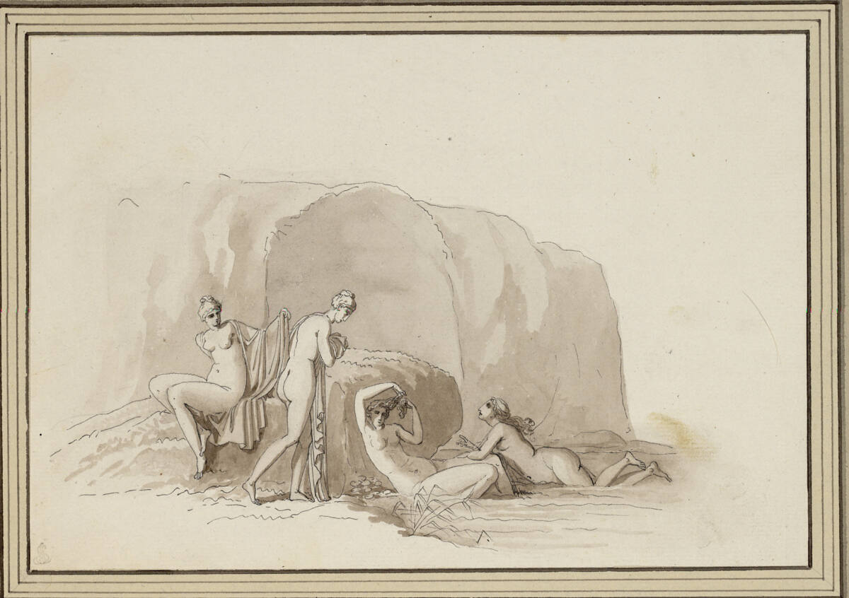 Badende Mädchen (eine von 16 Kopien nach Wandmalereien in Herculaneum), Drouet