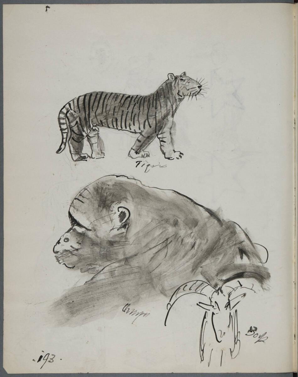 Oskar Laske, Tiger, Affe (?) und Bock, Inv. Nr.: 35007/5/193