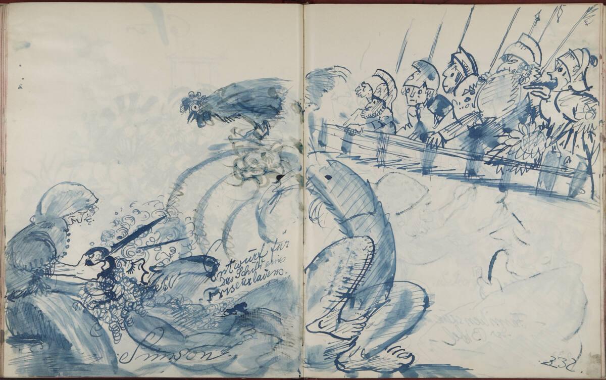 Oskar Laske, Simson. Entwurf für Das Schild eines Friseurladens. Illustration, Inv. Nr.: 35007/…