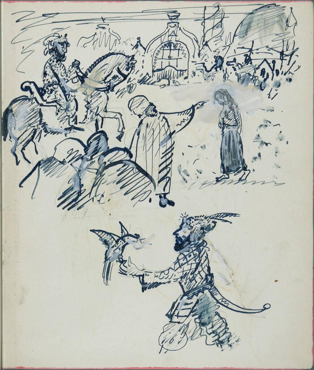 Oskar Laske, Illustration einer Szene aus dem Orient, Inv. Nr.: 35007/3/187