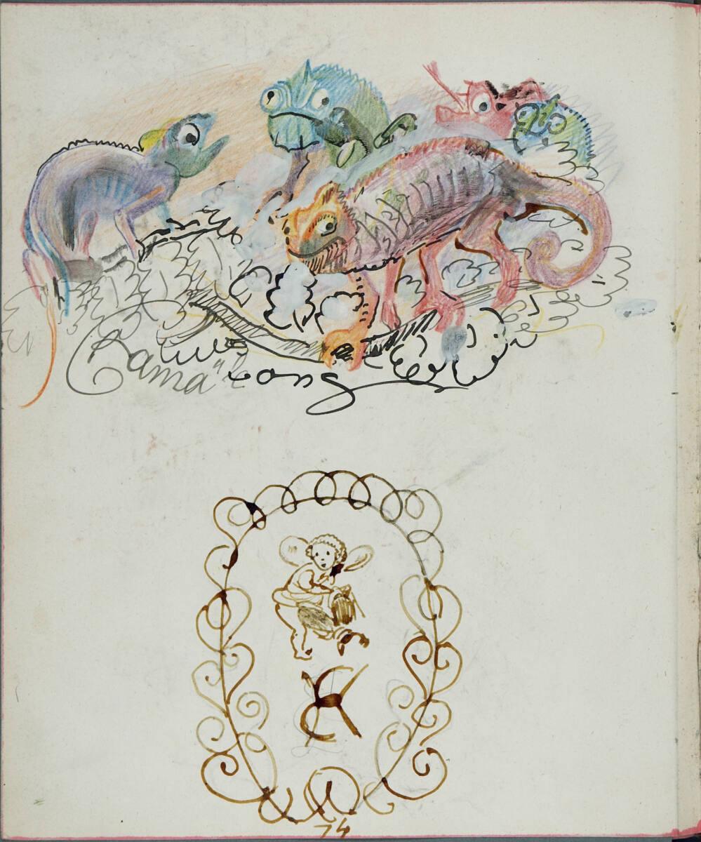 Oskar Laske, Verschiedene Echsen; Exlibris, Inv. Nr.: 35007/3/102