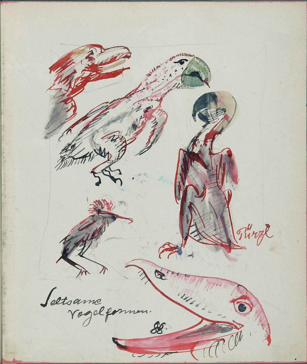 Oskar Laske, Seltsame Vogelformen., Inv. Nr.: 35007/3/113
