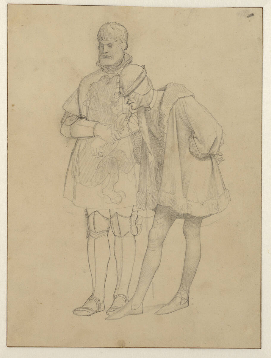 Ludwig XI. am Arm von Tristan Lhermite (Studie für das Gemälde "Ludwig XI. und Tristan Lhermite vor dem in einem Eisenkäfig gefangenen Kardinal Jean la Balue auf Schloss Plessis-les-Tours"), Jean-Léon Gérôme