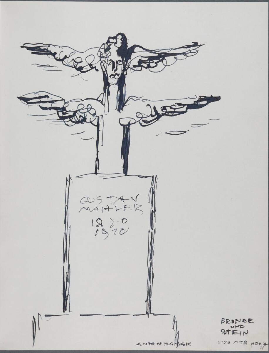 Anton Hanak, Entwurf für ein Gustav Mahler Denkmal mit dazugehörigen Bemerkungen, Inv. Nr.: 360…