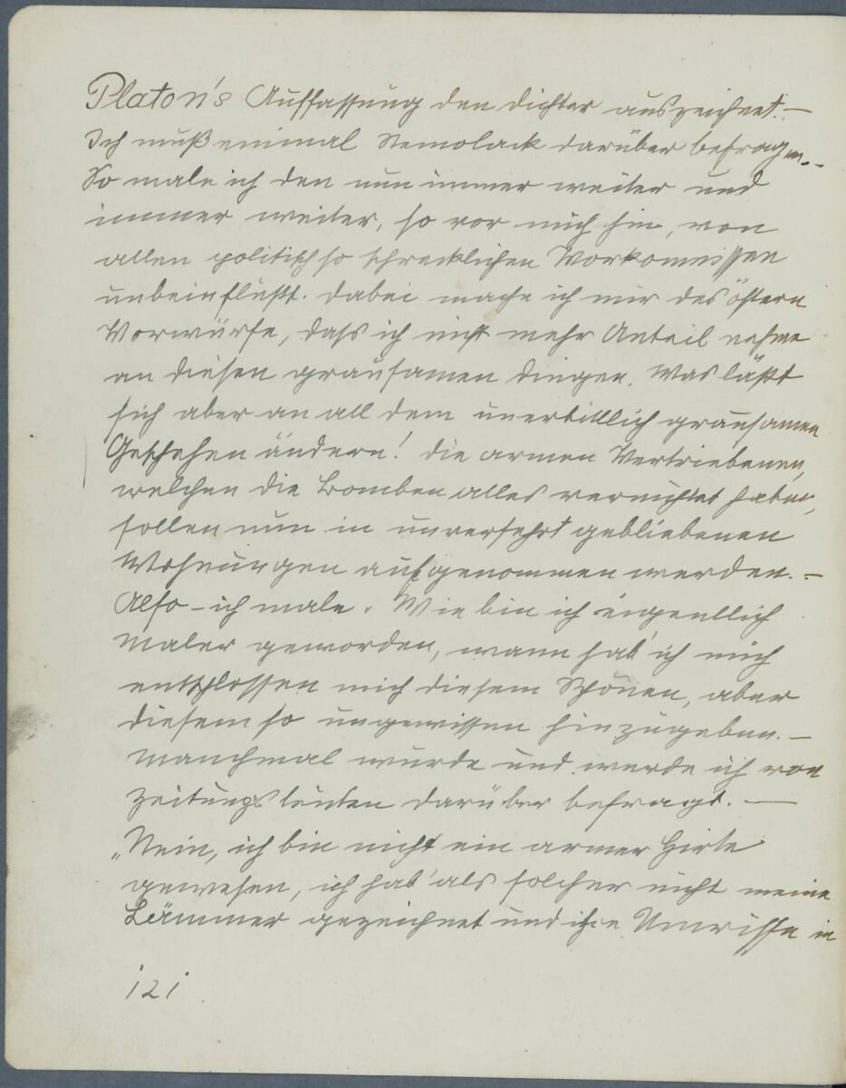 Oskar Laske, "Platon's Auffassung den Dichter auszeichnet..." (reine Textseite), Inv. Nr.: 3500…