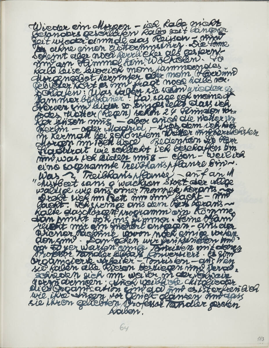 Die Erholungsreise in die Schweiz 1928, Seite 64 (Tagebucheintrag), Anton Hanak
