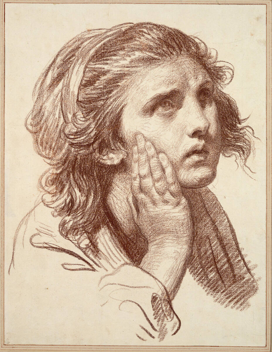 Kopf eines Mädchens mit verzweifeltem Blick, Jean-Baptiste Greuze, 1745–1805