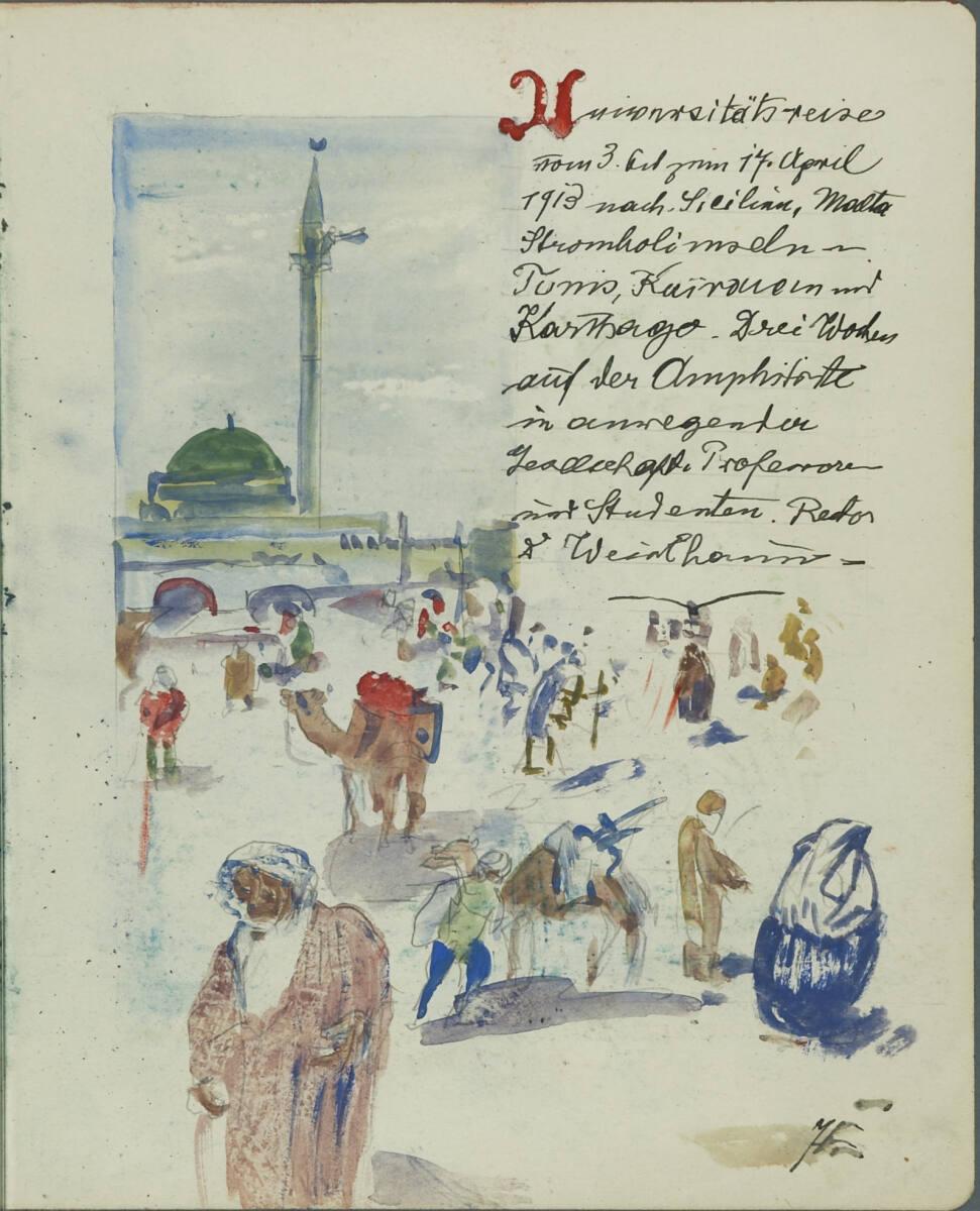 Oskar Laske, "Universitätsreise vom 3. Feb zum 17. April 1913 nach Sicilien, Malta...";  Illust…