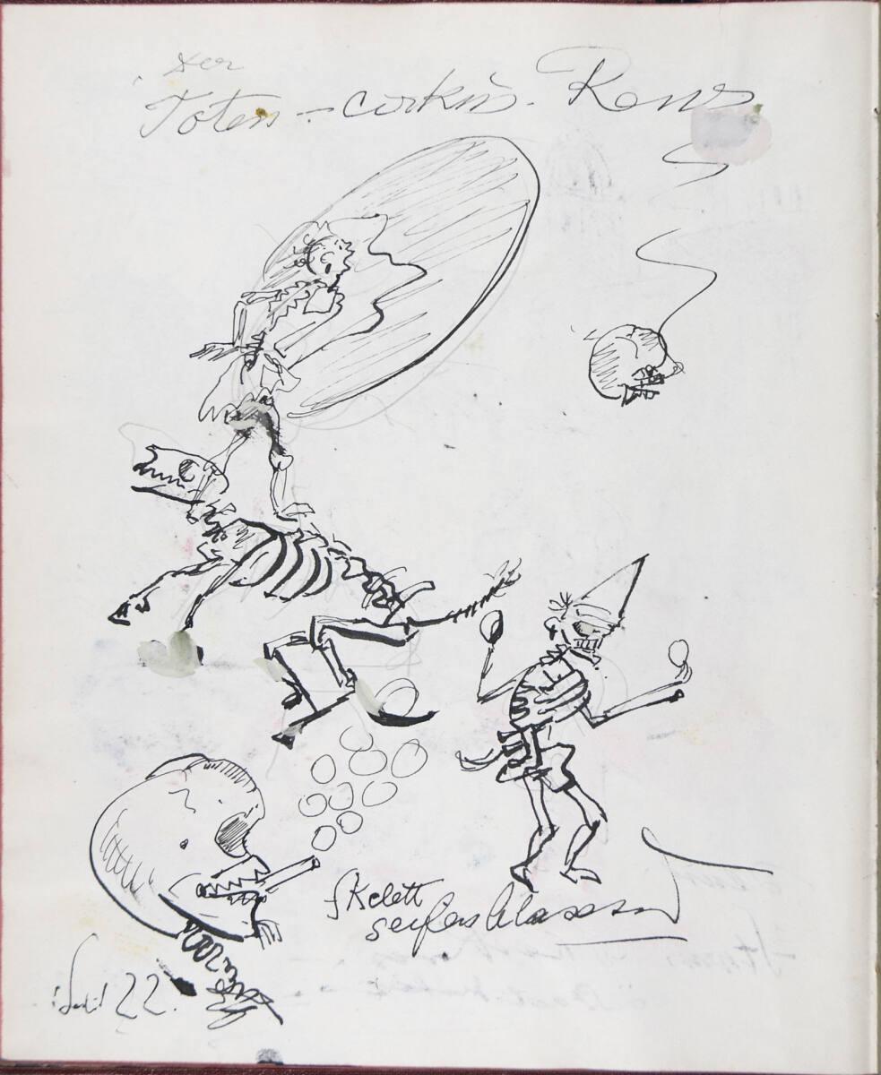 Oskar Laske, "Der Toten-Cirkus... Skelett-Seifenblasen", Inv. Nr.: 35007/10/22