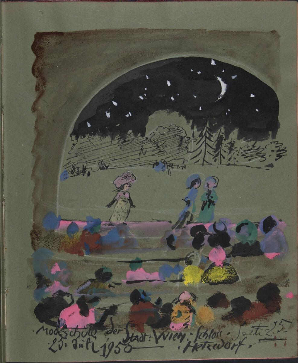 Oskar Laske, "Modeschule der Stadt Wien, 25. Juli 1950, Schloss Hetzendorf", Inv. Nr.: 35007/10…