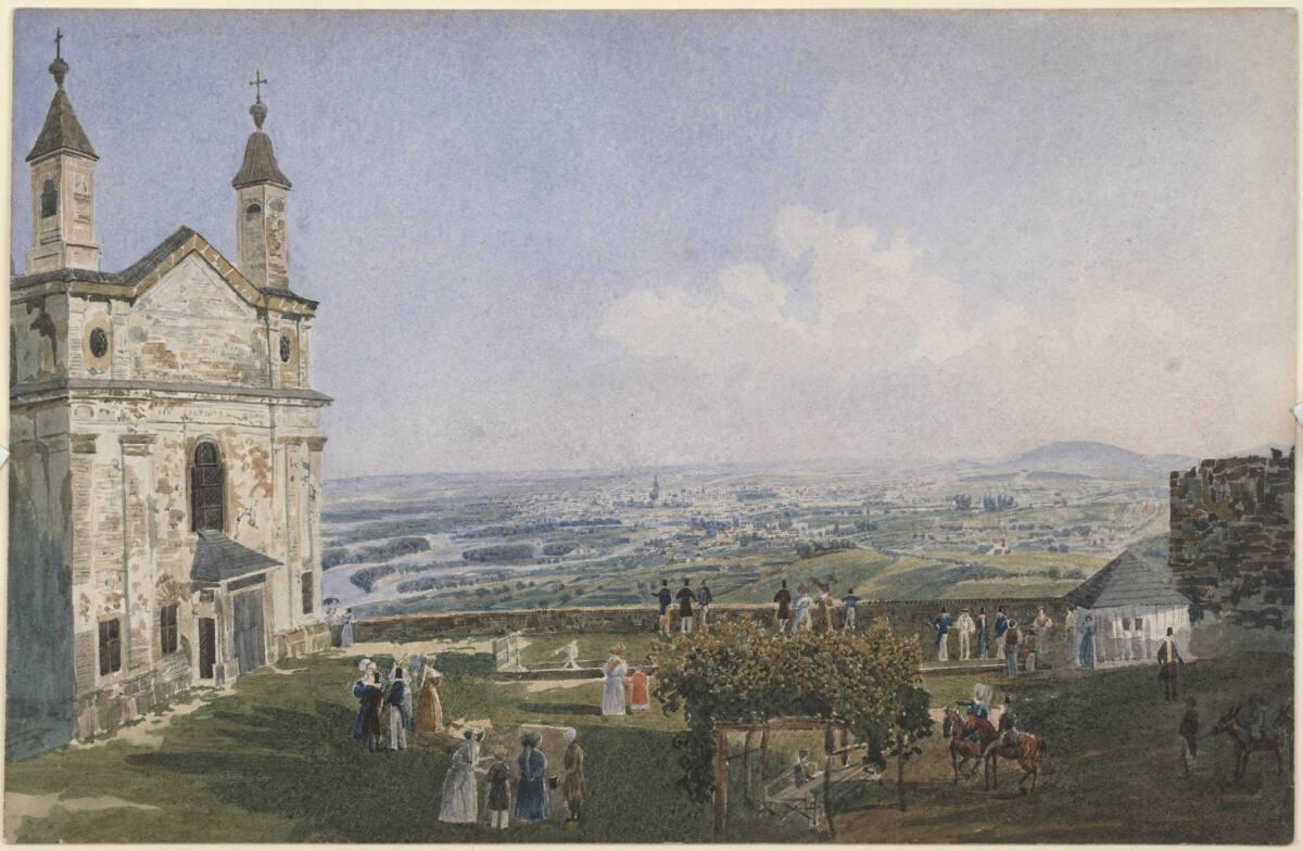 Franz Alt, Kirche am Leopoldsberg und Blick auf Wien, Inv. Nr.: DL188